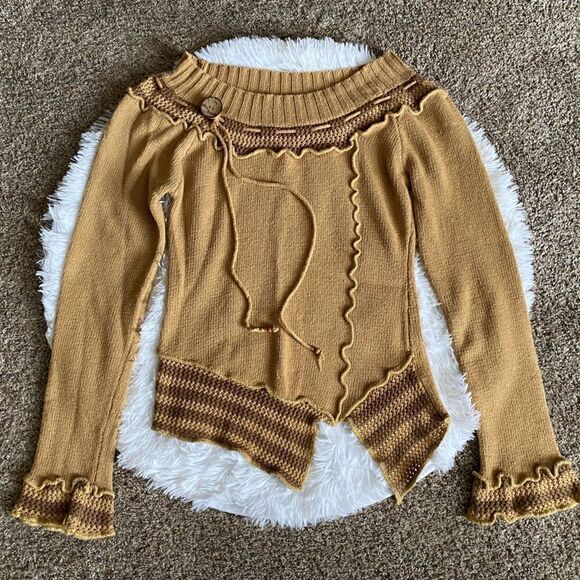 Pura Vida Ruffled Sweater Angora Blend Retro Womens Size Large - Picture 1 of 11